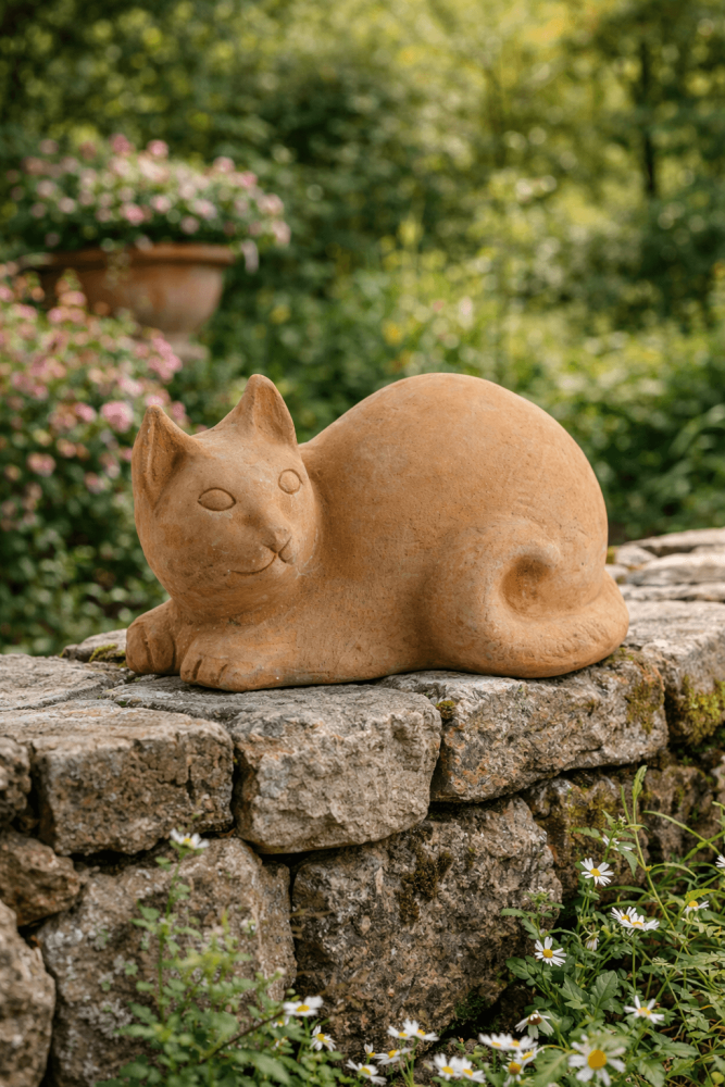 Chat en terracotta Impruneta – statue de jardin résistante au gel